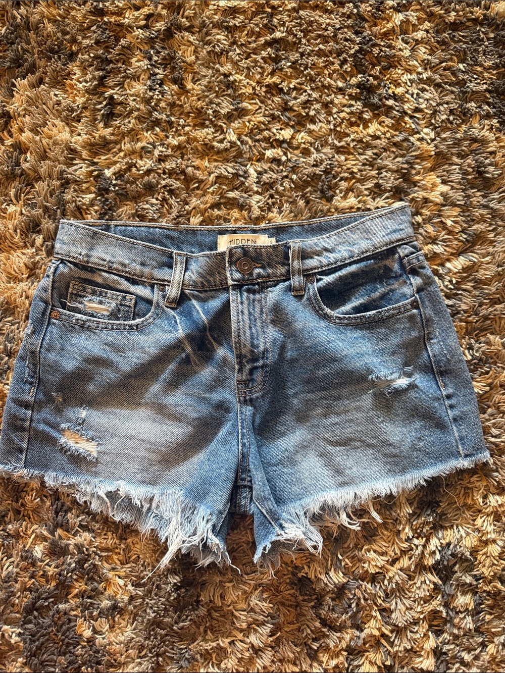 Hidden Distressed Denim Shorts